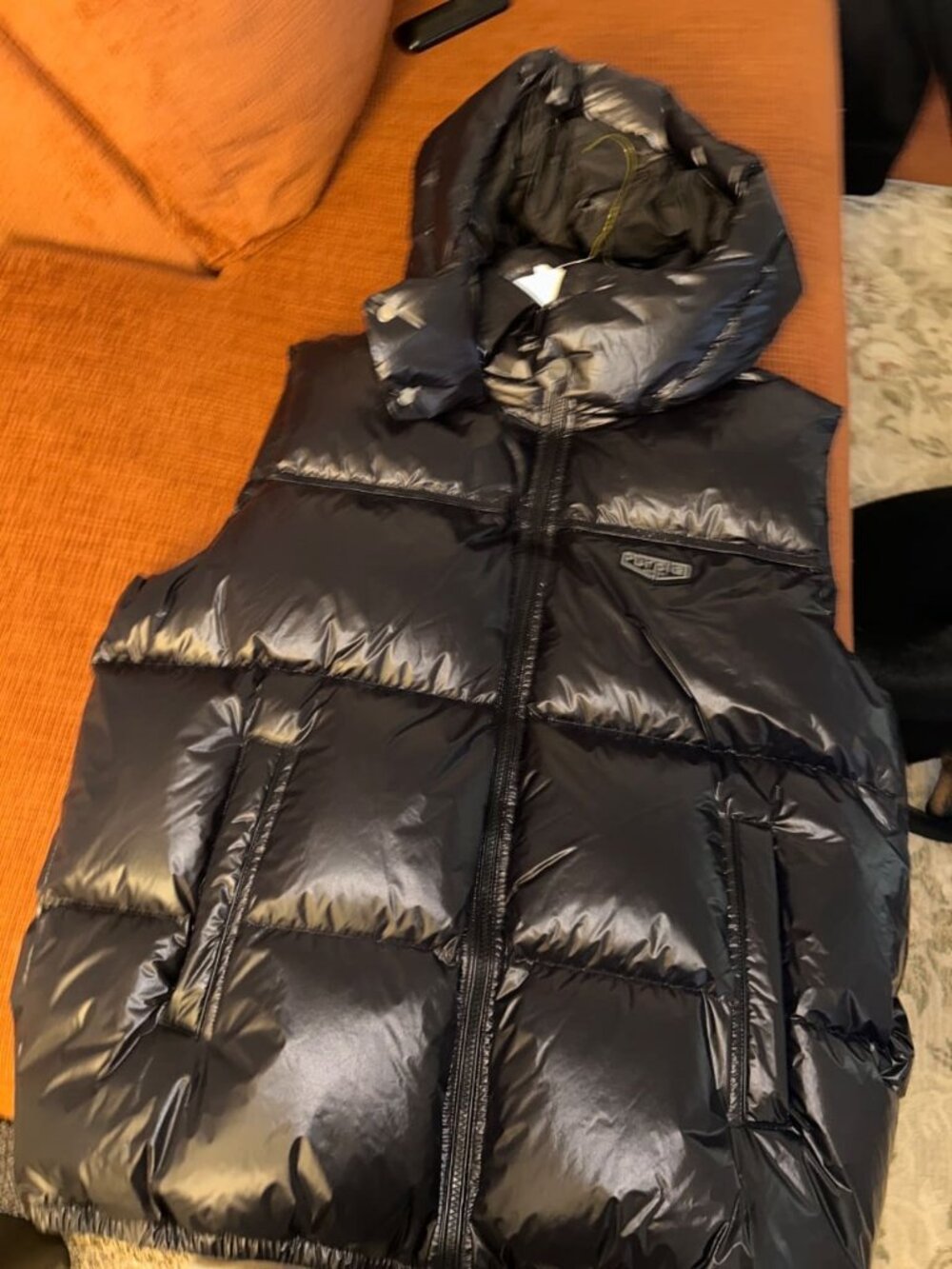 Purple Brand Nylon Puffer Vest (Hooded) Black Size XXL Brand New